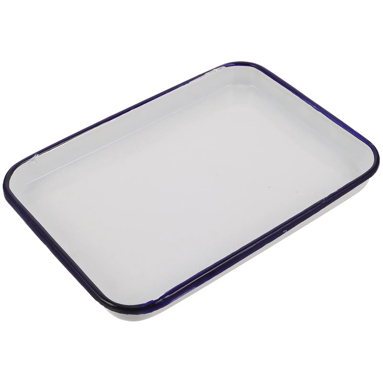 Retro Enamel Baking Pan Rectangular Oven Roaster Tray for Casserole Lasagna Pie Roast Bake Cookie Cake Serve Dish Bakeware
