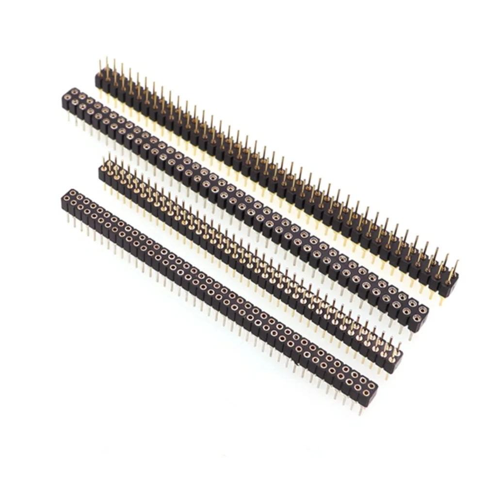 100PCS 40P 1x40 2x40 Pin 2.54mm Pitch Round Female Header Connector Single Double Row Straight Socket Strip PCB Board Adapter