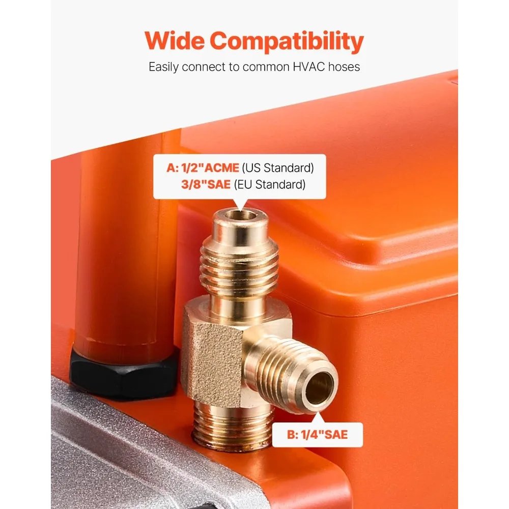 مضخة تفريغ 3.5 CFM، مضخة تفريغ دوارة أحادية المرحلة HVAC، لأنظمة R134a R22 R410a، مجموعة مضخة تفريغ التيار المتردد التلقائي مع زجاجة زيت