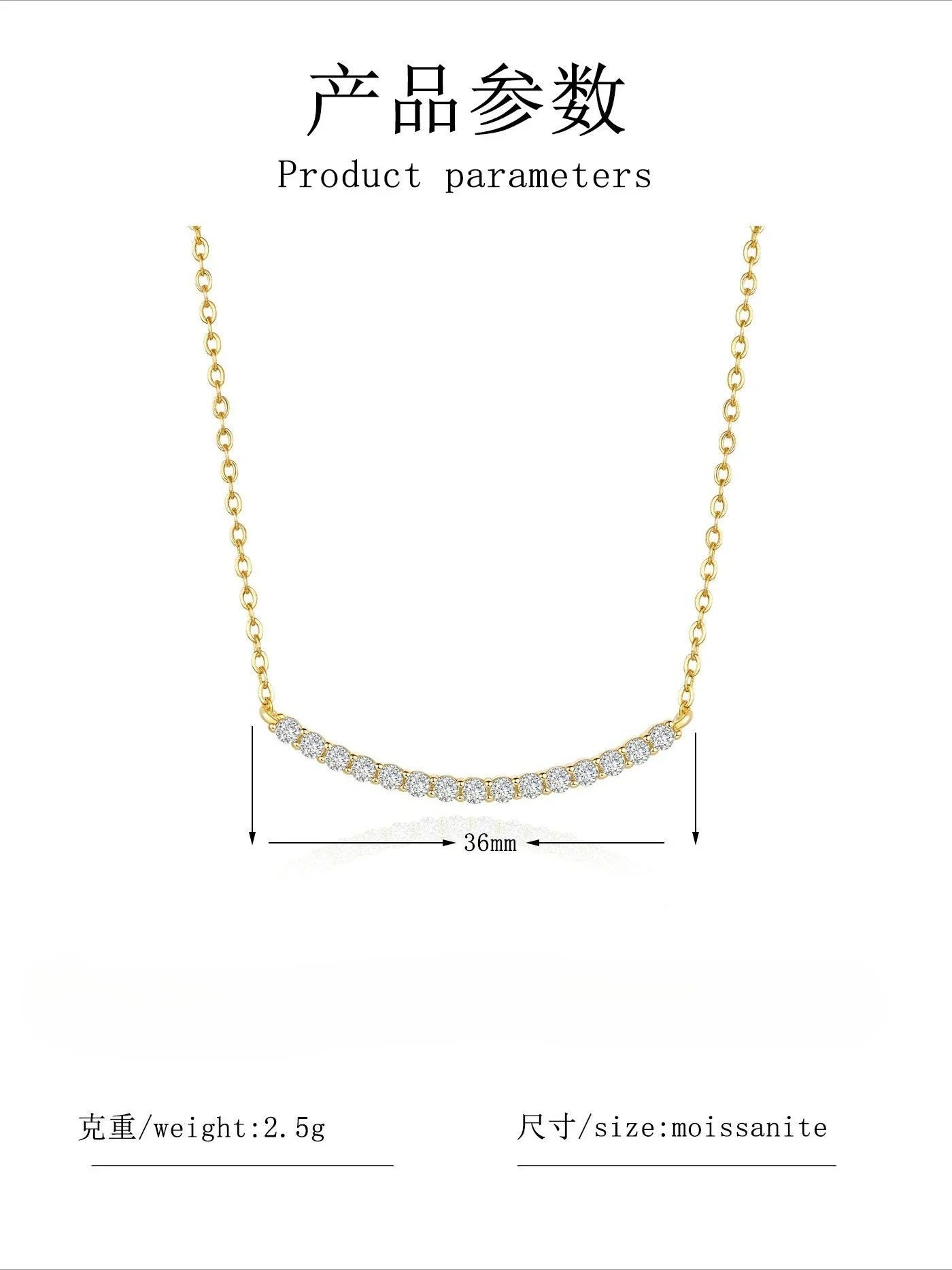 Lumira 18K Gold 1-Carat Moissanite Pendant Necklace for Women Fashion Smile Necklace Luxury-Inspired Collarbone Chain