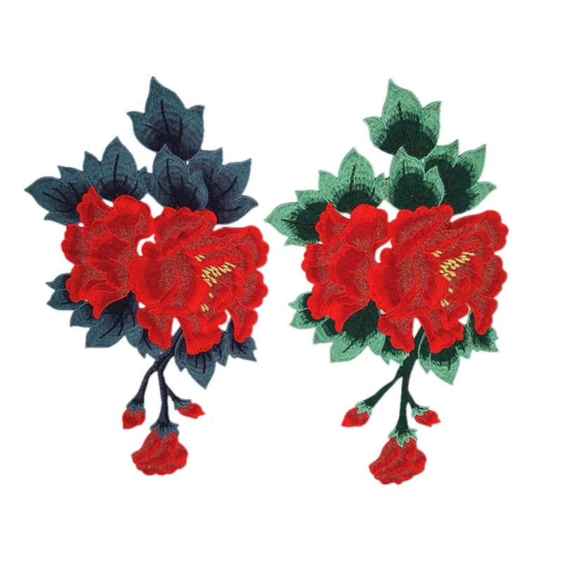 Rose Flower Embroidered Patches for Clothing, DIY Stripes Clothes, Patchwork Sticker, Custom Flowers Applique, 1 Pc