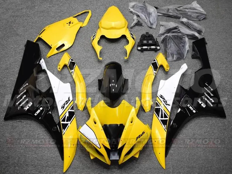 4Gifts Nuovo kit carene intere per moto ABS adatto per YAMAHA R6 2006 2007 06 07 Set carrozzeria personalizzato giallo