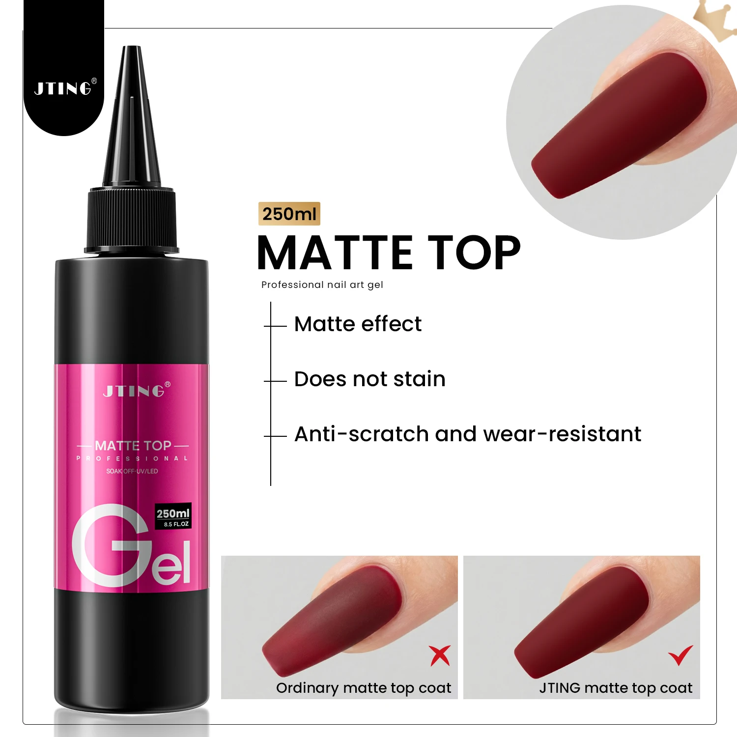 Jting 1pc 250g couche de finition professionnelle Nail Art couche de finition longue durée Anti-taches vernis Gel fonctionnel