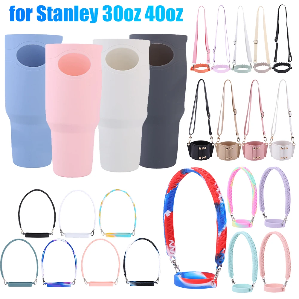 Soft Silicone Water Bottle Handle Silicone Portable Thermo Bottle Sling Carrier Holder With Strap For Stanley  Cup Accessories