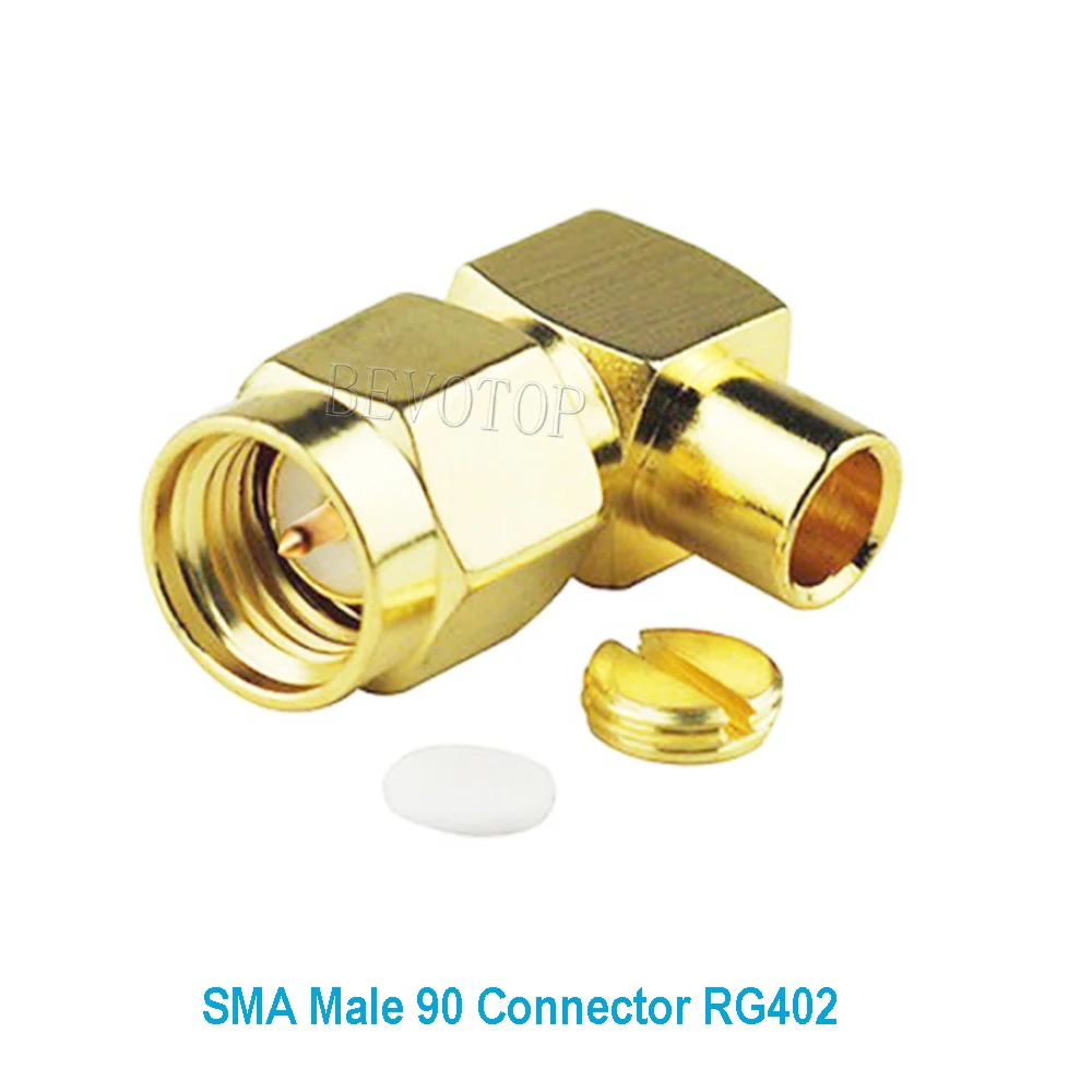 2Pcs/lot RG402 RP-SMA /SMA Male Right Angle 90 Degree Plug Soldering RF Connector for RG-402 RG141 RF Coaxial Cable 50-3 Pigtail