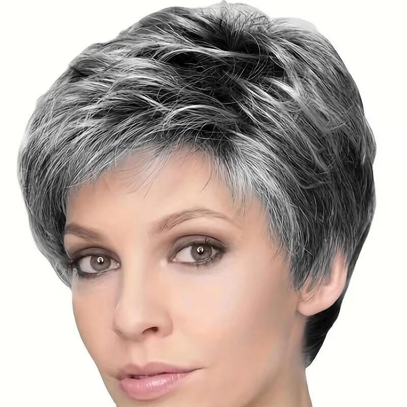 Short Straight Pixie 6 Inch Synthetic Wigs for Women Mixed Blonde Synthetic Layered Cosplay Hair Wig