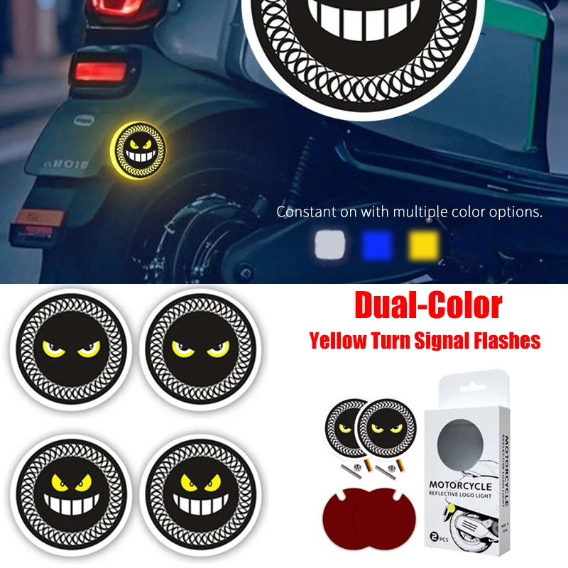 

2 шт. мотоциклетные светодиодные указатели поворота, индикатор глаз дьявола, двухцветные дневные ходовые огни, светоотражающие предупредительные лампы