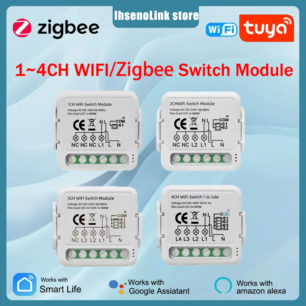 IHSENO Tuya Zigbee 3.0 DIY Mini Switch For Tuya Smart Life Timing Wireless Control Relay Automation Work With Alexa Google Home