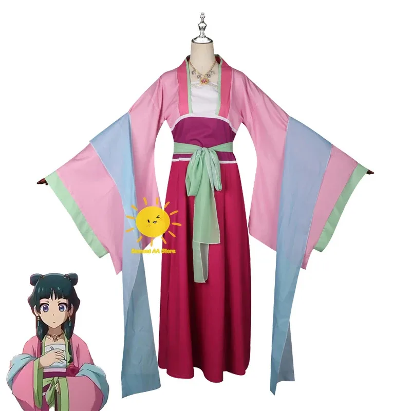 

qq023Аниме Maomao Косплей Костюм The Apothecary Diaries Платье Юбка Зеленый Топ Шпилька Kusuriya No Hitorigoto Парик Хэллоуин для