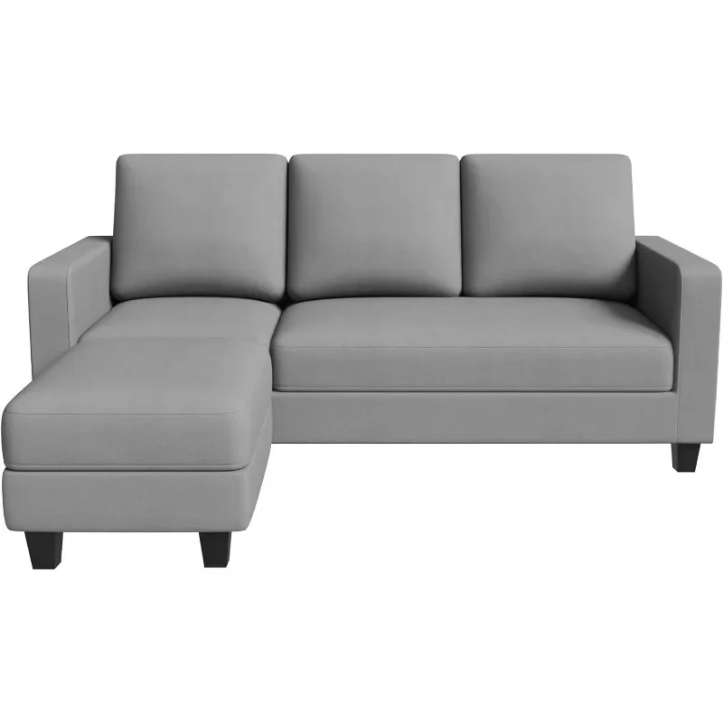 Convertible Sectional Sofa Couch, L Shaped 3-Seat Small Couch For Living Room With Ottoman Modern Fabric Reversible Chaise