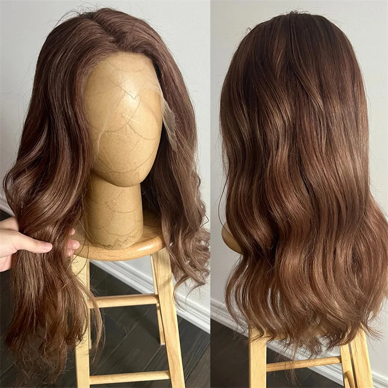 

Brown Natural Short Glueless 18'' Body Wave 5x5 Silk Base Jewish Human Hair Wig Baby Hair HD Lace European Hair Preplucked