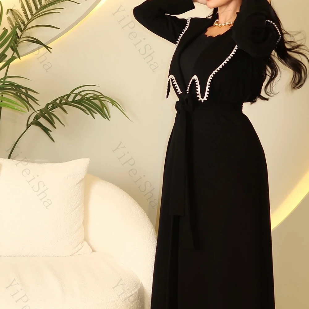 

Customized A-line Evening Dresses Ankle-length V-neck Full Sleeve Prom Gown Fashion Beading Simple Draped Casual Party Gown