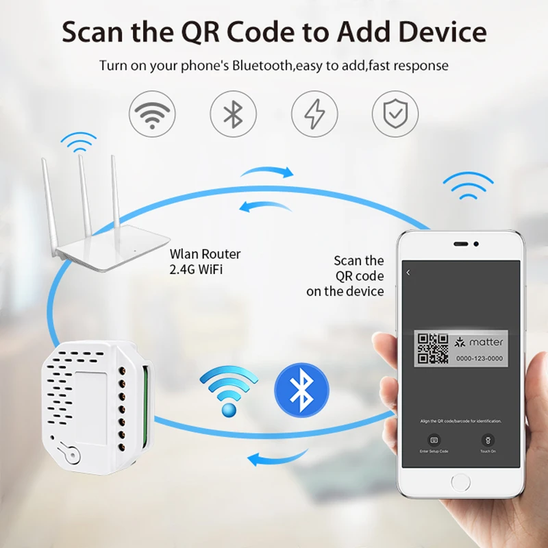 Módulo de interruptor de luz de matéria, relé de 2 gangues 220v com neutro, funciona com tuya smart life homekit smartthings alexa automação residencial