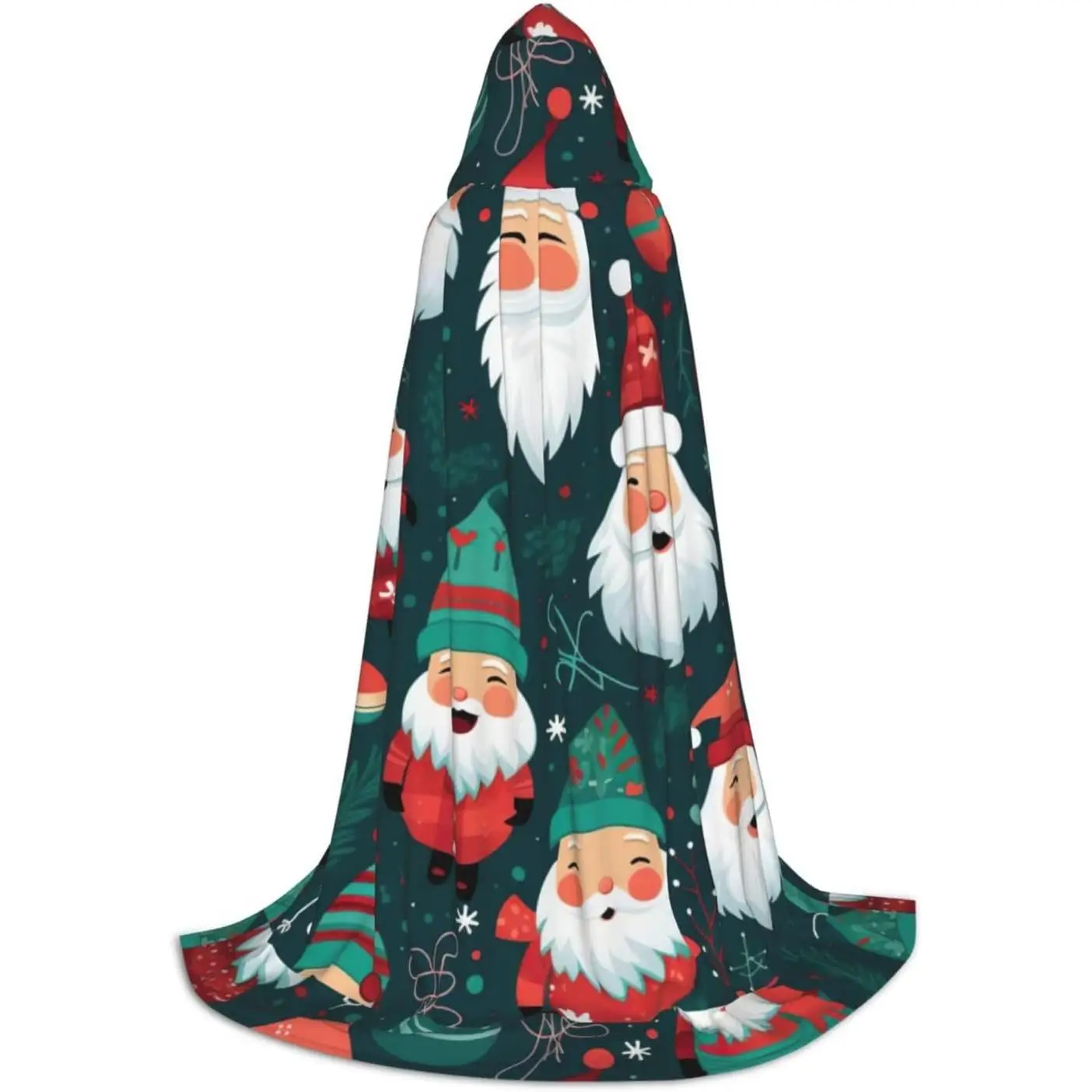 

Christmas Cartoon Santa Claus Print Hooded Cloak Unisex Gothic Costume Carnival Theme Parties Vampire Festive Decor