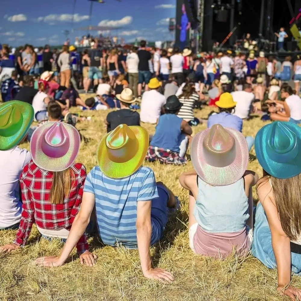 2026LED Lights Cowboy Cowgirl Hat Luminous Light Up Cap Western Cowboy Hat for Dancing Party Dress Up Pearlescent Cowgirl Hat view 5