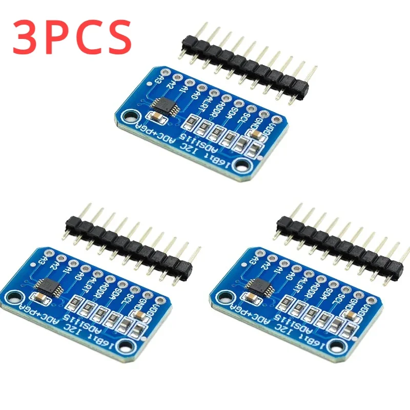 Módulo Conversor Analógico-para-Digital com Amplificador de Ganho Programável, ADS1115, 16 Bit, I2C, 2.0V a 5.5V, para Arduino RP, 1 a 10Pcs