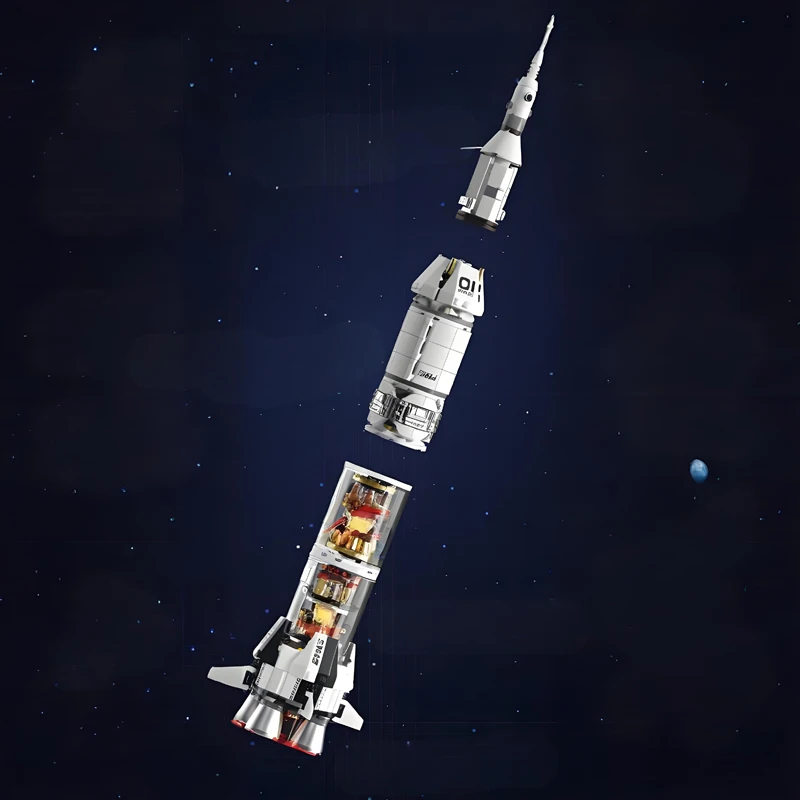 Rakieta kosmiczna Kosmita Statek kosmiczny Astronauta Klocki Kreatywny montaż ozdoba puzzle zabawka prezent