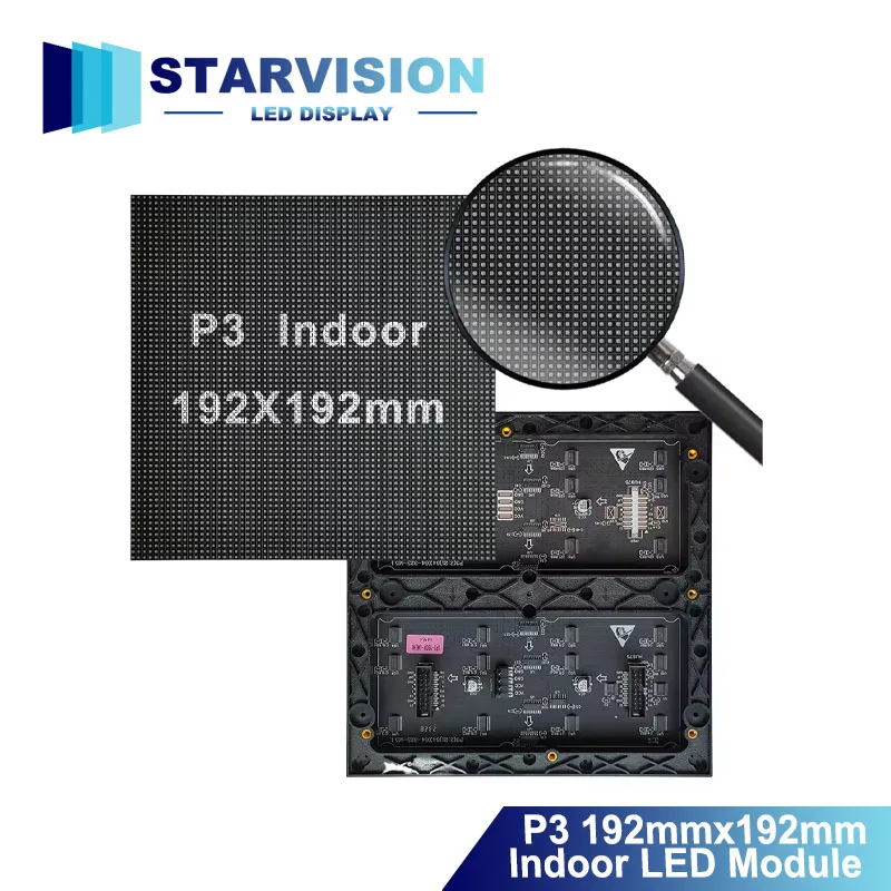 2Pcs P3 Indoor SMD Full Color LED Matrix Module 192x192mm 1/32 Scan LED Display Panel