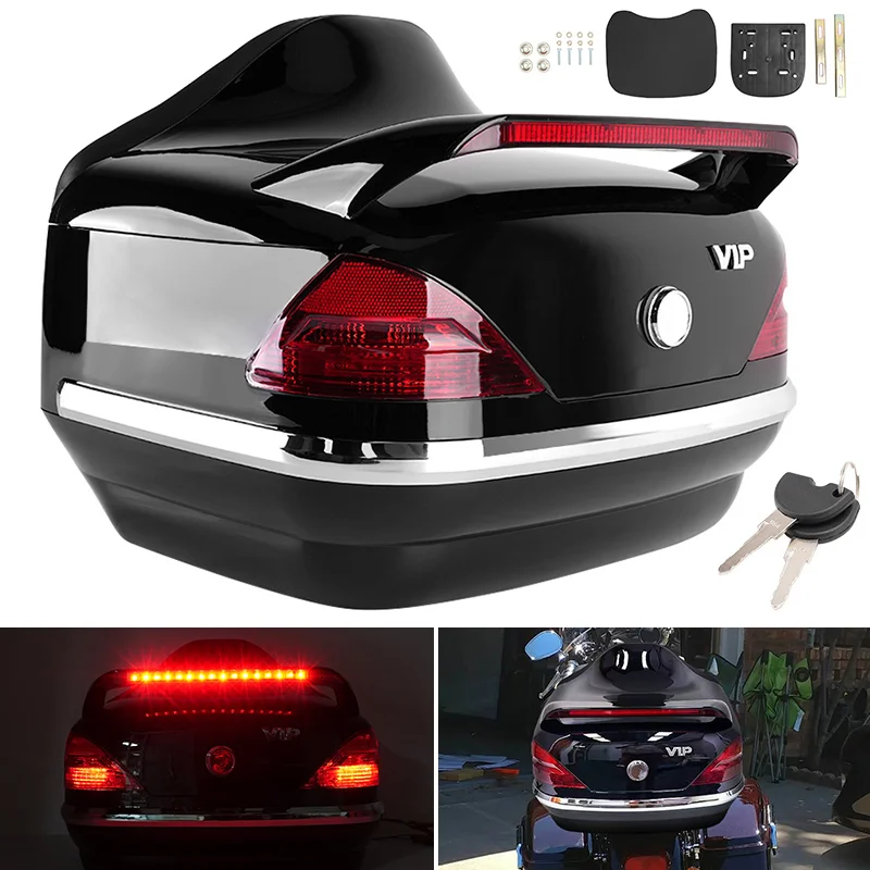 

Motorcycle 26L Secure Latch Rear Storage Luggage Trunk W/Lock Box Rear Topbox Case Turn Signal Lamps For Honda Yamaha Kawasaki