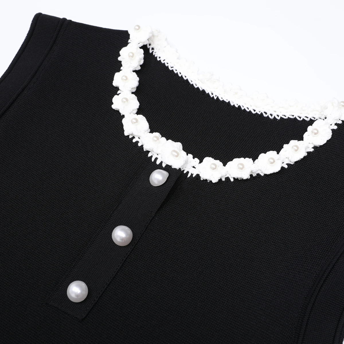 Hoge kwaliteit zomer nieuwe modieuze temperament woon-werkverkeer mouwloze ronde hals gehaakte gebreide veelzijdige slim fit korte jurk