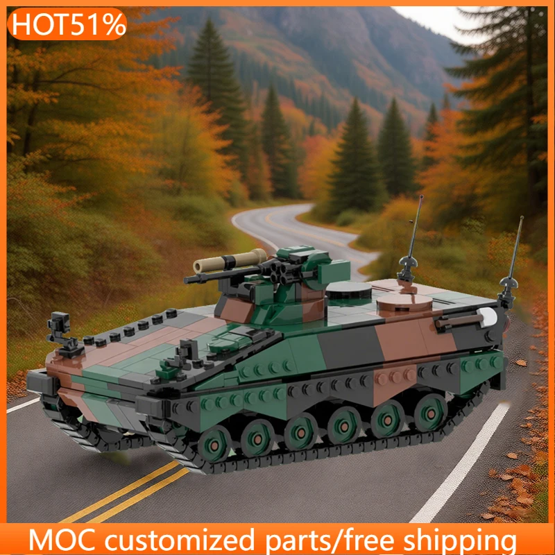 

617 PCS Military Tank Model Marder 1A3 MOC Customize Modular Building Block Brick Simple Creative Design DIY Holiday Toy Gifts