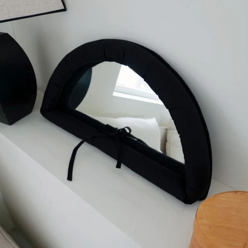 Korean Soft Cotton-filled Oval Makeup Mirror, Desktop Mirror Living Room Wall Decoration For Posing Home Makeup Decor Gift