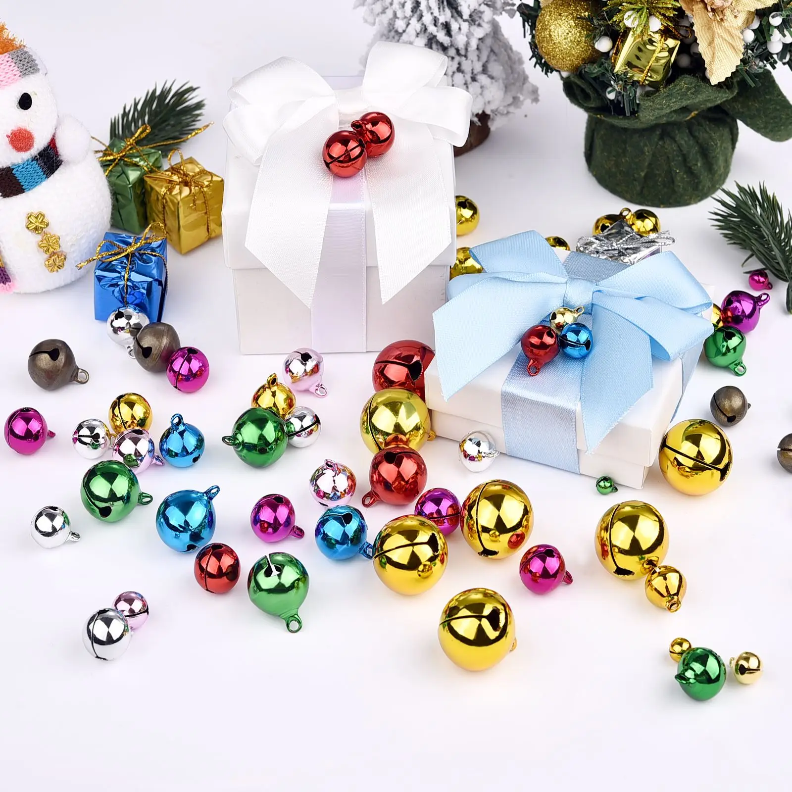 6-14mm Aluminum Christmas Jingle Bells Loose Beads Small For Festival Party Xmas Tree Decor DIY Crafts Accessories 20/30/50pcs