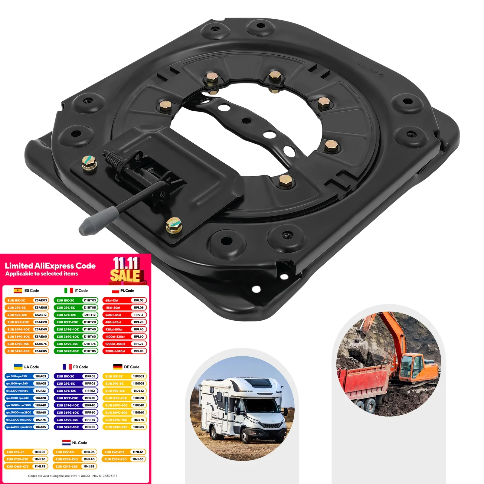 

Heavy Duty Seat Rotating Base, 3.0mm Cold-Rolled Steel Plate Rotating Seat with 360 Degree Smooth Rotation Suitable for Rvs
