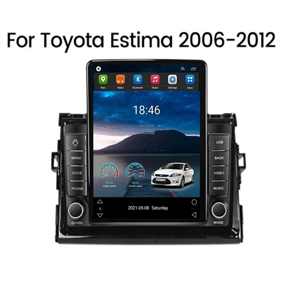 For Tesla Style 2 Din Android12 Car Radio For Toyota Estima Previa Tarago 2006-35 Multimedia Video Player GPS Stereo Carplay DSP