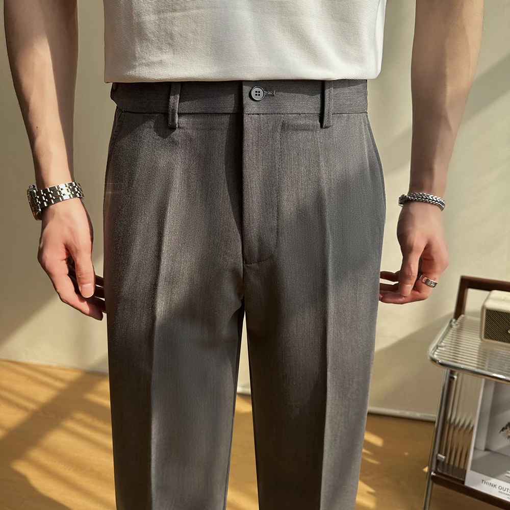 

Новинка весны/лета 202, мужская однотонная рубашка прямого кроя, дышащие повседневные зауженные брюки. 28-36