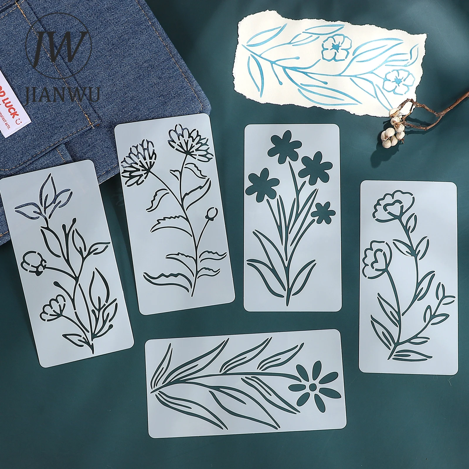 JIANWU 18 قطعة زهرة نباتية عتيقة مادة المناظر الطبيعية المجوفة قالب اللوحة الكولاج ختم الإبداعية لتقوم بها بنفسك غير المرغوب فيه مجلة القرطاسية #3