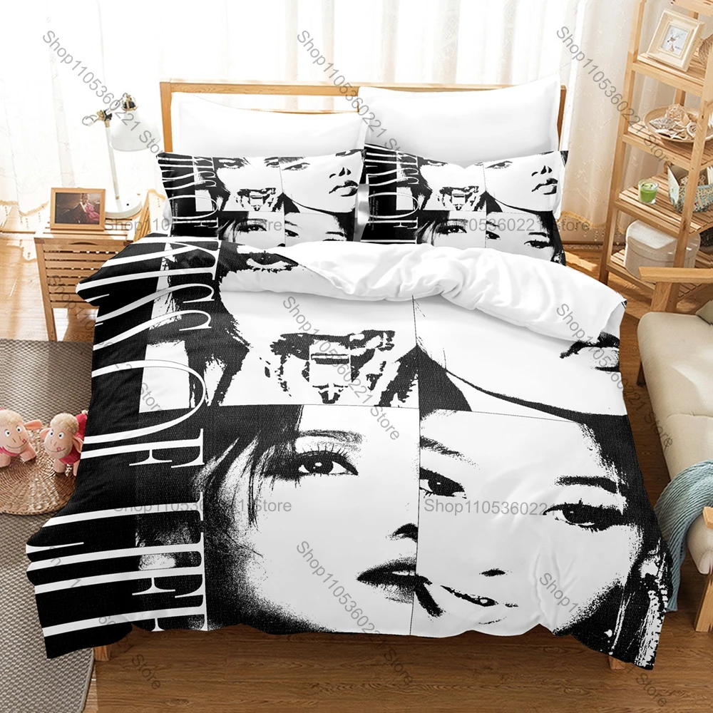 Kiss of Life Trendy Y2K Dark Fashion Girl Group Idol Aesthetic 3PCS Bedding Duvet Cover + 2 Pillowcases All Season Use