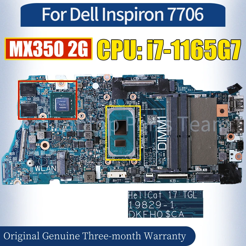 

19829-1 For Dell Inspiron 7706 Laptop Mainboard i7-1165G7 GPU 2G 0P47D9 100％ Tested Notebook Motherboard