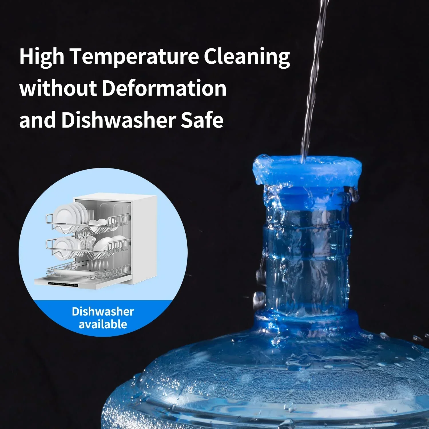 Food Grade 3 5 Gallon Water Jug Cap Silicone Spill Resistant Reusable Replacement Cap Fits 55mm Bottle