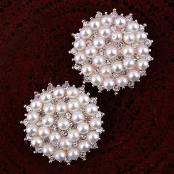 20pcs/lot 20MM 2Colors DIY Round Shape Metal Plating Flatback Bulk Button For Flower Centre Clear Decorative Rhinestone Buttons