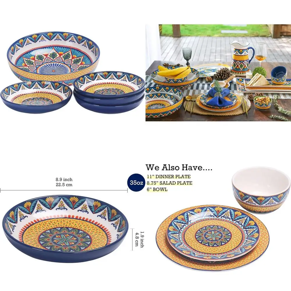 

Набор керамических мисок для макарон — 5 предметов, большой, 214 унции и четыре 35 унций, идеально подходит для макарон, салата, безопасного для микроволновой печи и посудомоечной машины, идеально подходит для хо