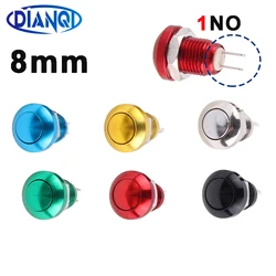 1pc 8mm Spherical Push Button Switch Momentary Reset Press Button Red Green Blue Black Yellow No LED 2pins for PC Machine 1NO