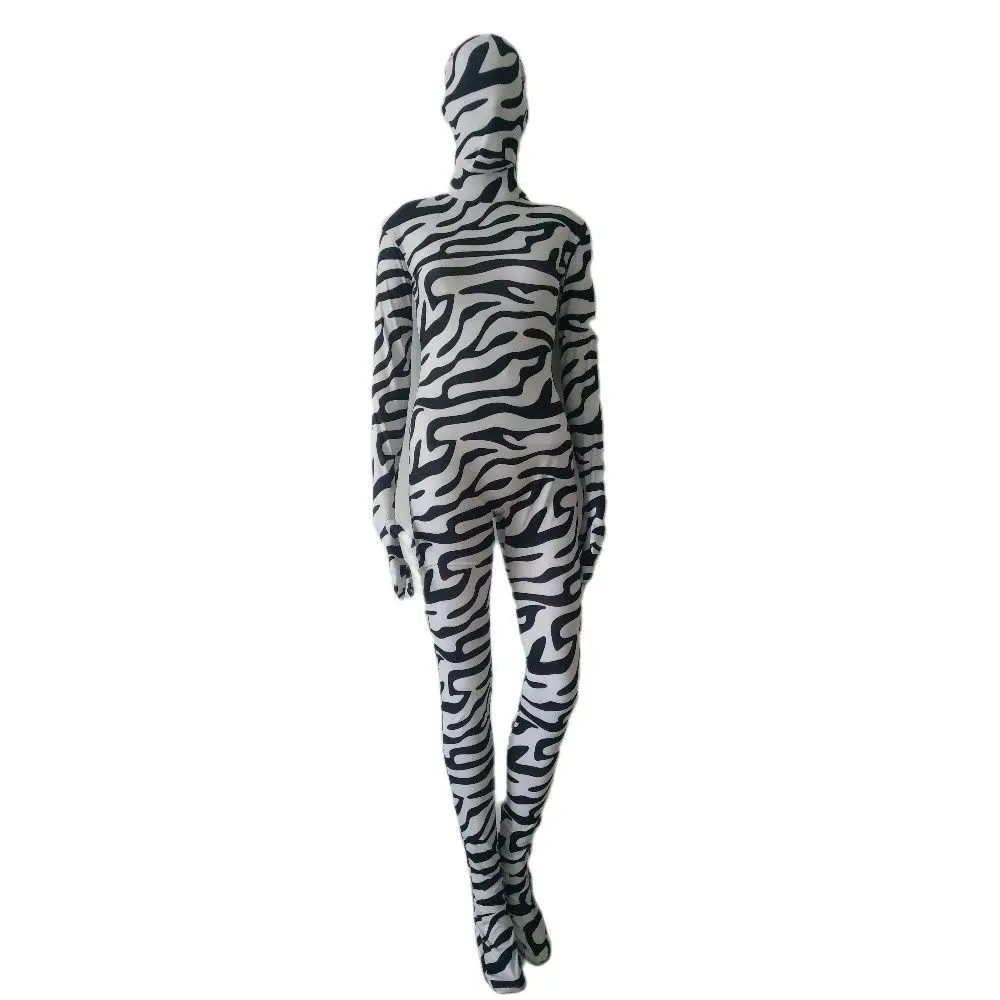 

Halloween cosplay animal Zebra pattern tights jumpsuits full Bodysuit Zentai Suits Fancy