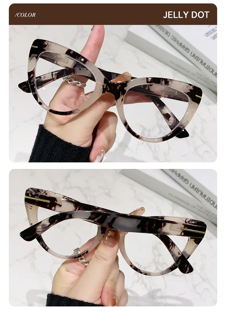 Women's Versatile Large Framed Cat Eye High-definition Reading Glasses Anti-Blue Light Elegant Fashionable Eyeglasses 0 TO +4.0