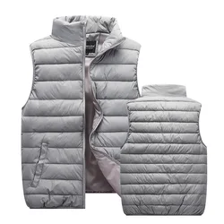 Winter Men's Vest Casual Waistcoat Sleeveless Jackets Warm Lightweight Windbreaker Men Clothing Stand Collar Cotton Padded Coat