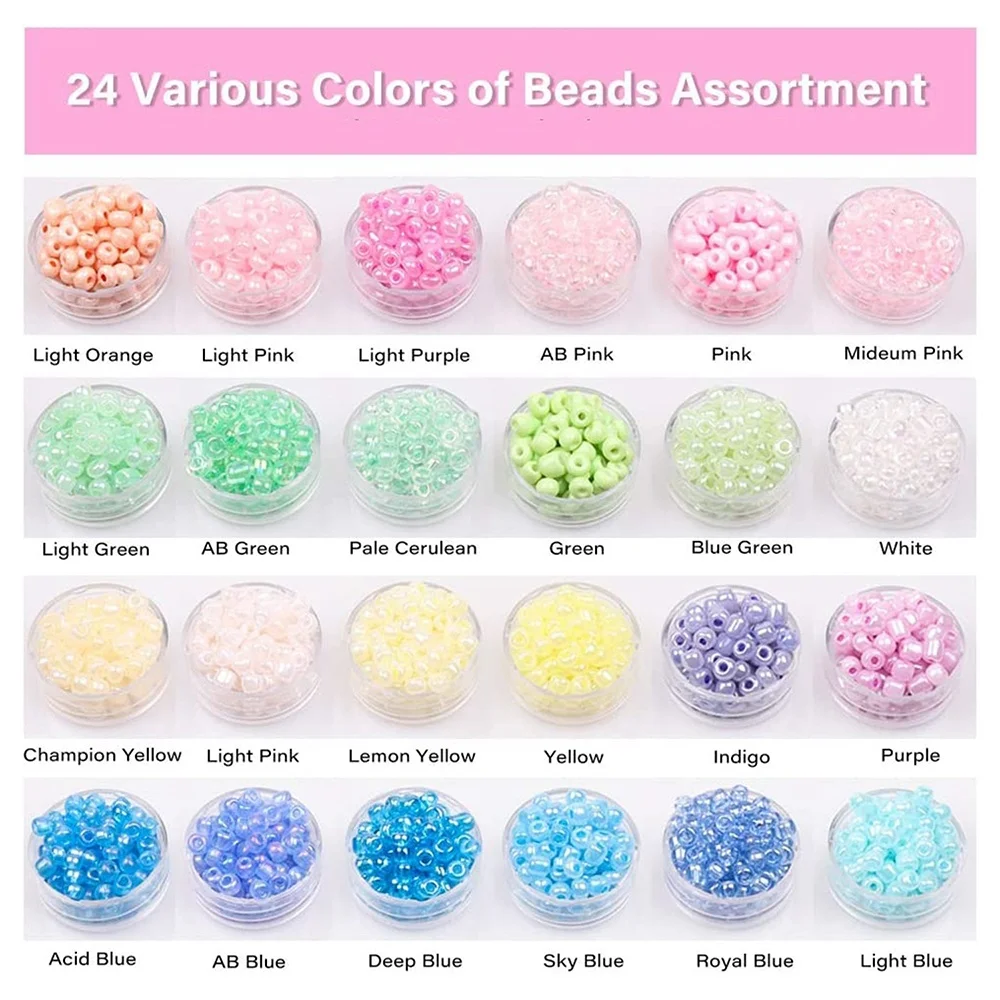 Glass Seed Beads Starter Kit,12000 Pcs 3mm Small Craft Beads with Jump Rings for DIY Bracelet Jewelry Making Supplies