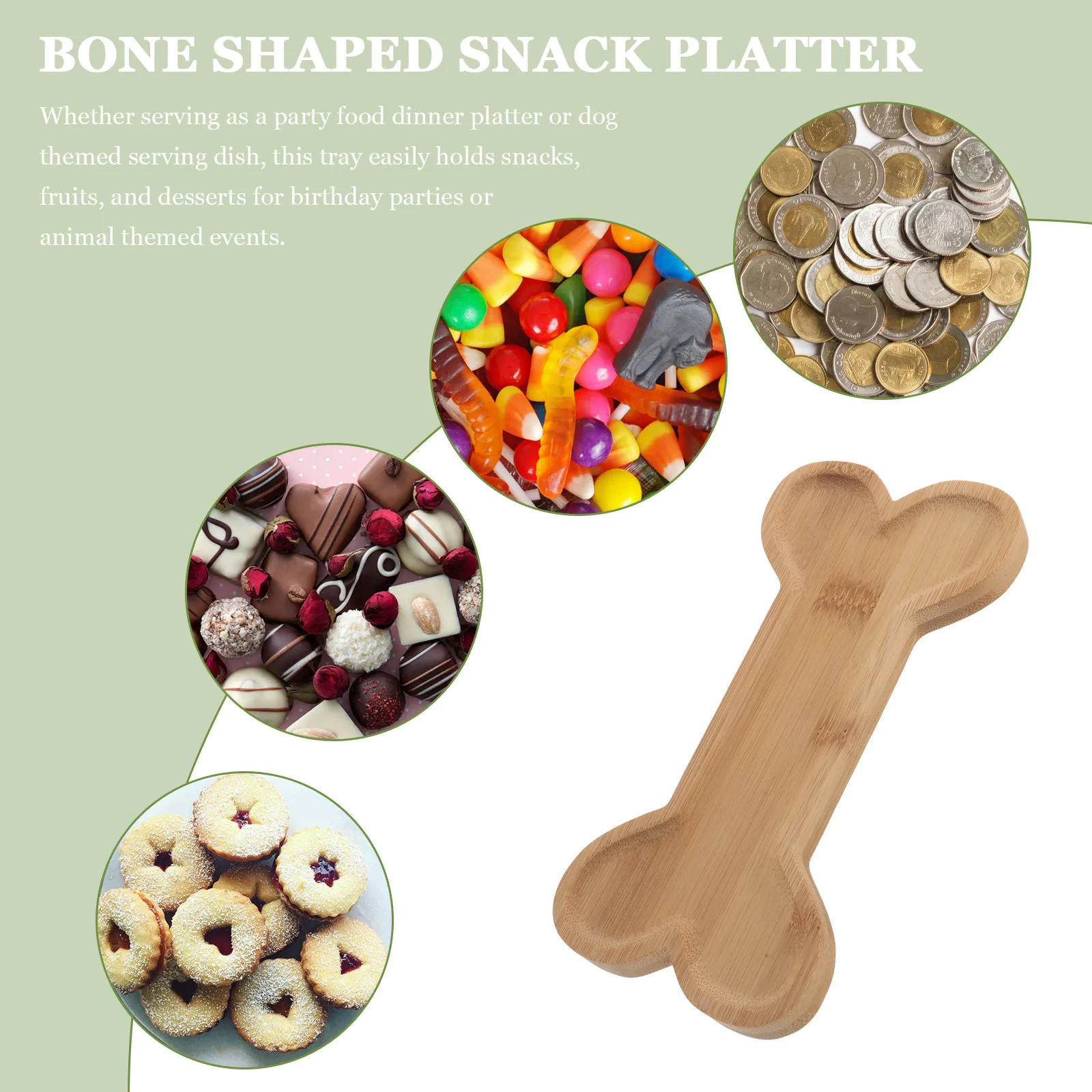 Bone Shaped Wood Tray Premium Wooden Snack Cookie Platter for Dog Themed Party Food Dinner Serving Cheese Board Animal Themed