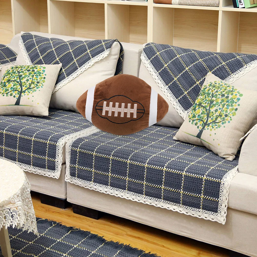 Coussin décoratif réaliste en forme de ballon de sport, pour canapé, cadeau pour Fan de Rugby, oreiller en peluche doux pour décoration de maison, Rugby