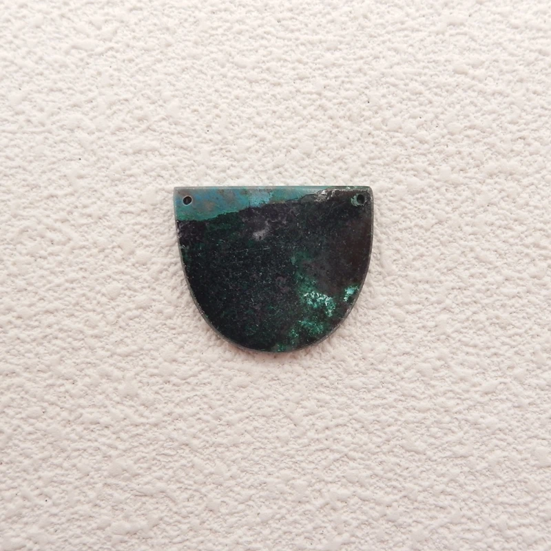 

Unisex Handmade Natural Stone Chrysocolla Double Holes Pendant Fashion Accessory Bead Jewelry Gift 30x25x3mm 6.7g