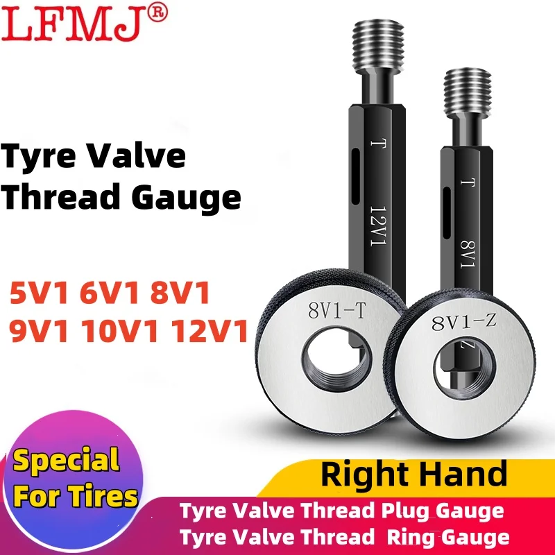 

1SET(1*GO+1*NOGO) Tyre Valve screw Thread Ring Gauge 1PCS Thread Plug Gauge Measure Tool 5V1 6V1 8V1 9V1 10V1 12V1 For Tires