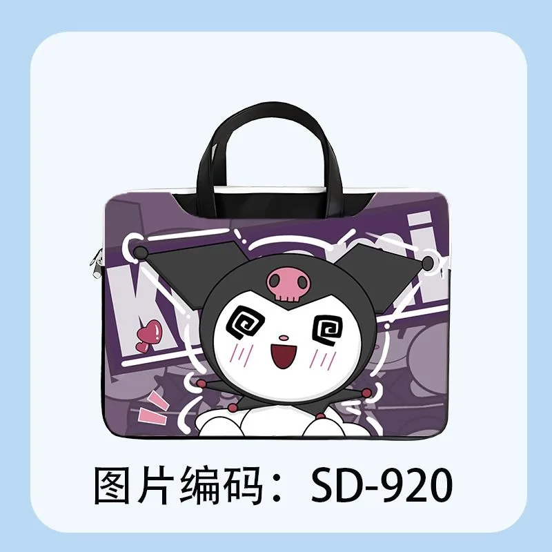 New Sanrio anime series Kuromi cute innovative black laptop bag love iPad air14/16 inch cartoon cute storage bag surprise gift