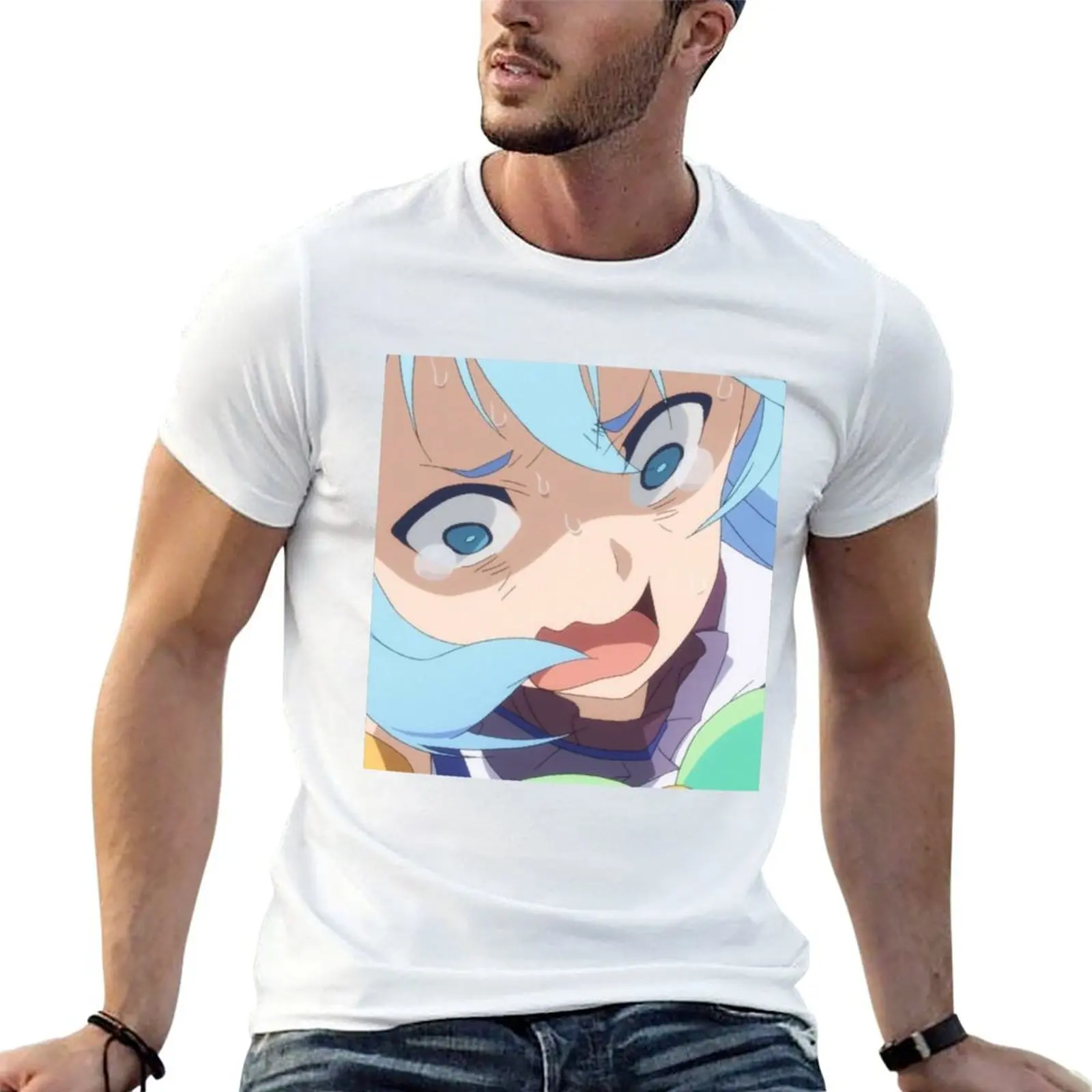 Aqua crying T-Shirt Funny t-shirts graphic t shirts men t shirts high quality