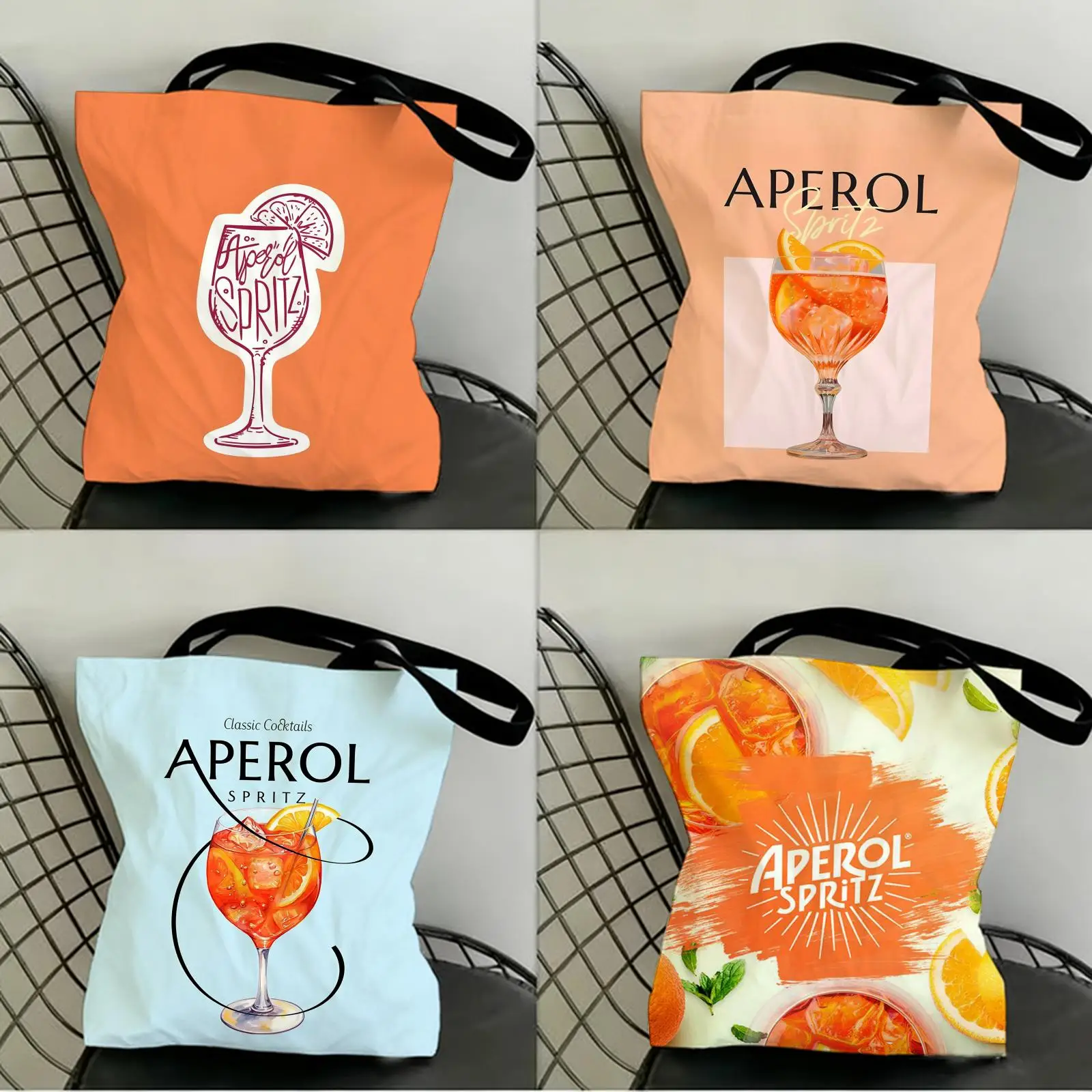 Bolsas de Almacenamiento Aperol Spritz, Bolsa de Lona con Estampado a Doble Cara, Bolsa de Compras de Moda, Bolsos de Regalo