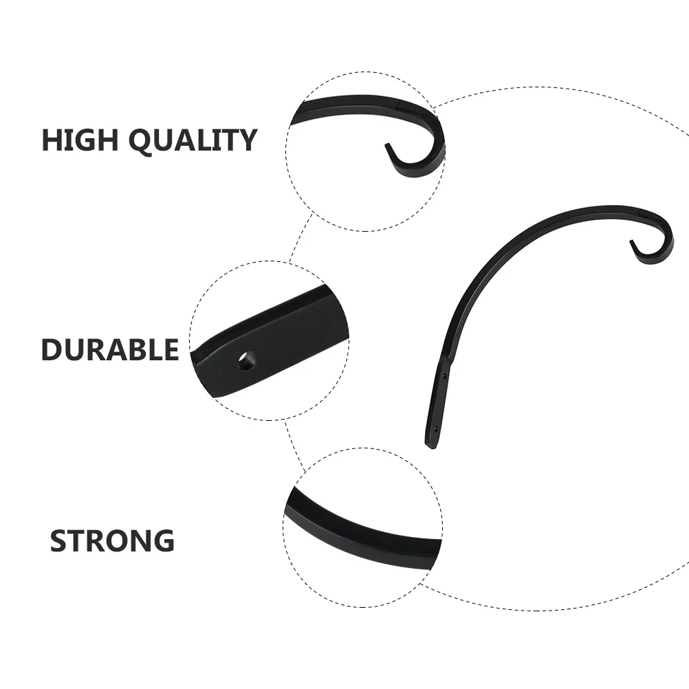 

1Pcs Garden Flower Basket Bracket Hanging Basket Hook Black Iron Plant Hanger Wall Planter Hook Secure Installation