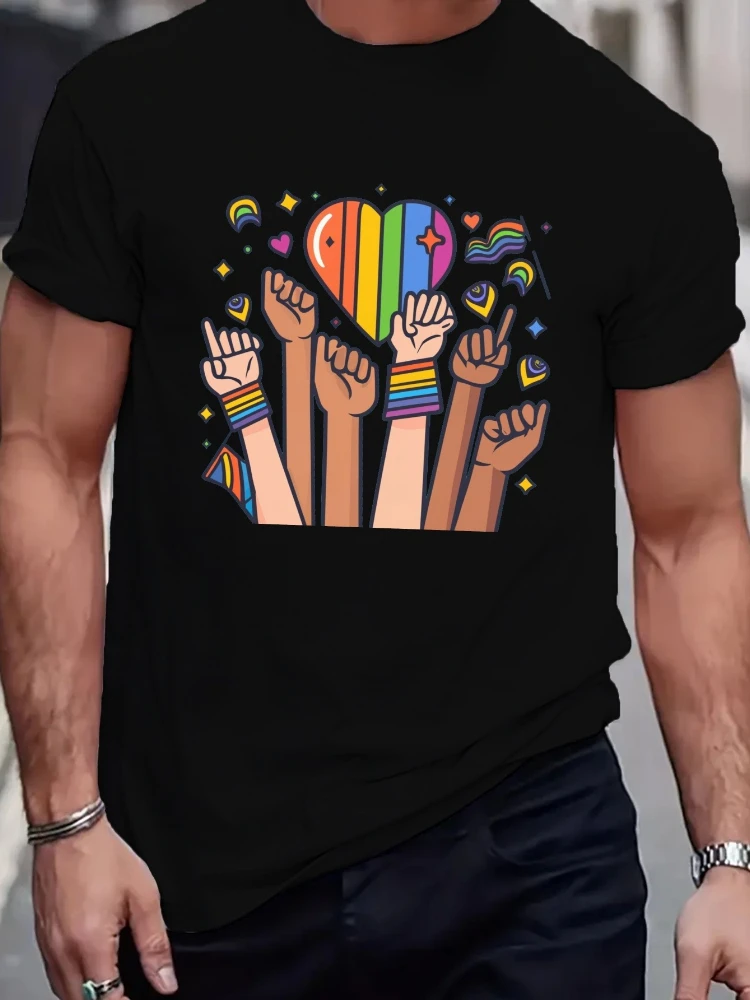 for Pride Day Vector Banner pattern design -100% cotton summer O-neck short sleeve casual printed T-shirt.